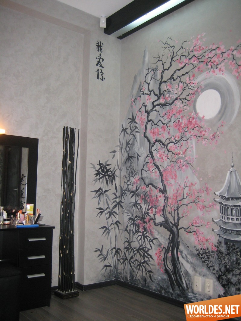 художественная роспись стен, художественная роспись стен в интерьере