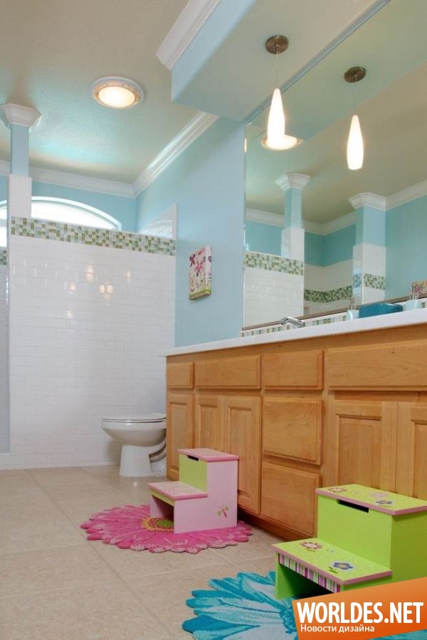 детские ванные комнаты, яркие ванные комнаты, веселые ванные комнаты, стильные ванные комнаты, современные ванные комнаты, функциональные ванные комнаты