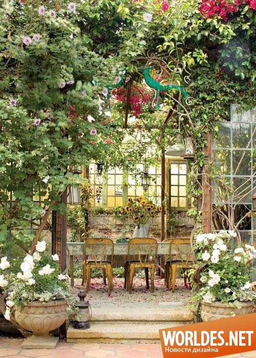 терраса, терраса в деревенском стиле, оформление сада, стильная терраса