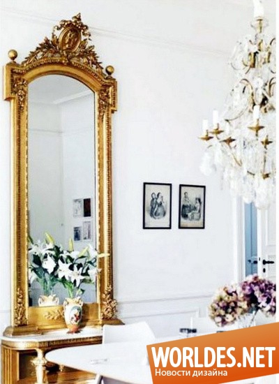 позолоченные зеркала, роскошные зеркала, красивые зеркала