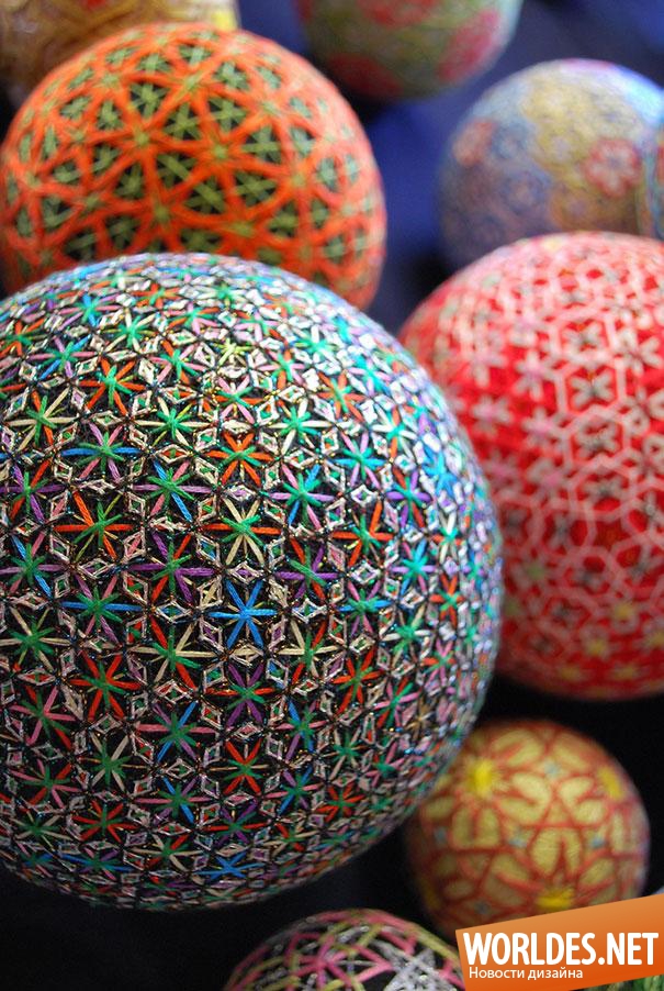вышитые шары, шары тэмари, красивые вышитые шары, японские вышитые шары