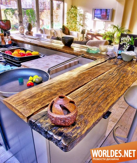 стильные кухни, деревянные кухни, деревянные кухонные столешницы, кухни с деревянными столешницами