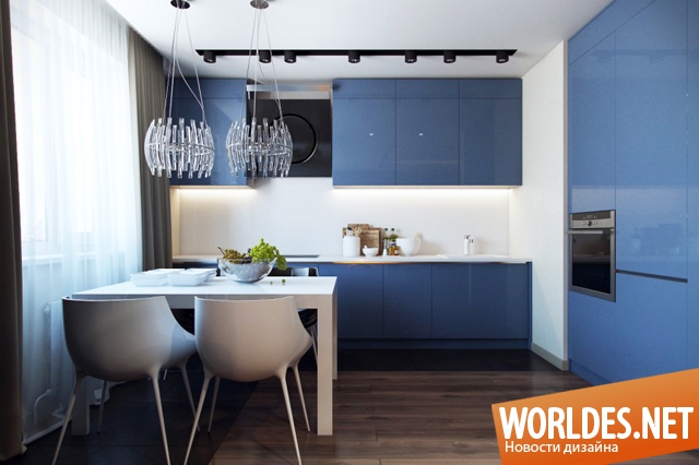 кухни синего цвета, кухни синего цвета фото, дизайн кухни, кухня голубого цвета, кухня в голубом цвете