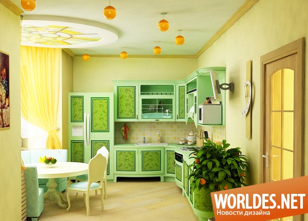 Зелено желтая кухня (67 фото)