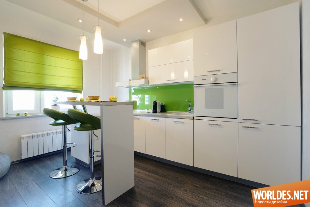 кухни бело зеленого цвета, кухни в зелено белом цвете, маленькие кухни, маленькая кухня, маленькие кухни фото, дизайн маленькой кухни
