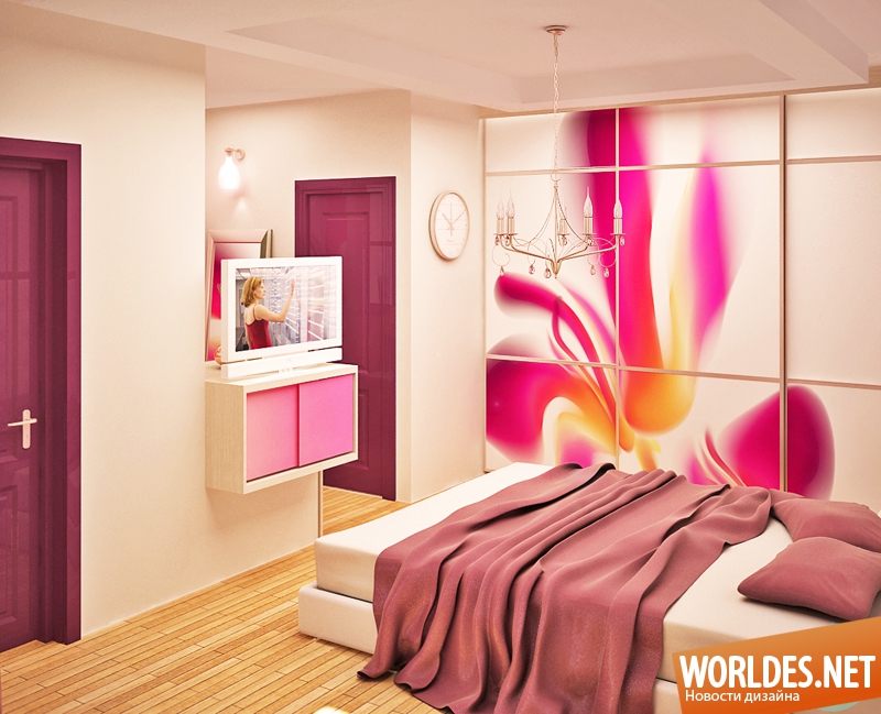 малиновая спальня, спальня, дизайн спальни, дизайн интерьера, дизайн интерьера спальни, малиновый цвет в интерьере, розовая спальня, спальня розовая фото