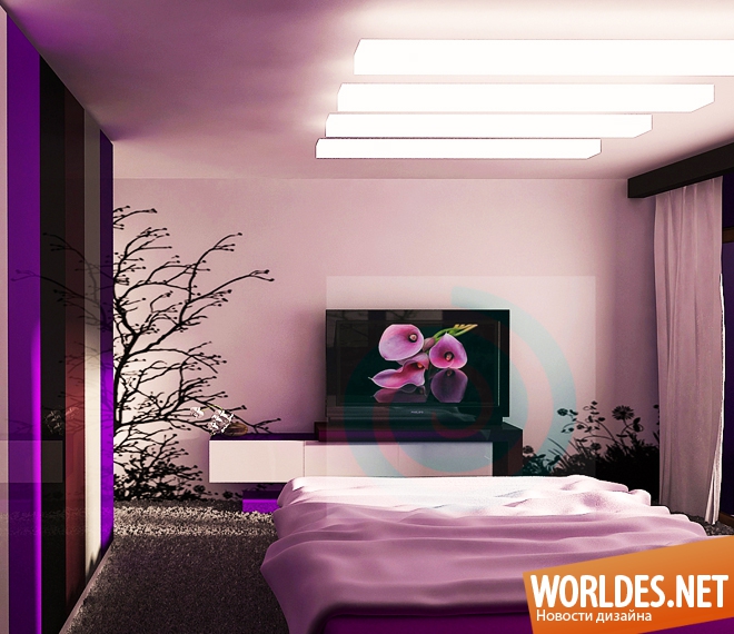 Фиолетовая спальня дизайн | Смотреть 73 идеи на фото бесплатно
