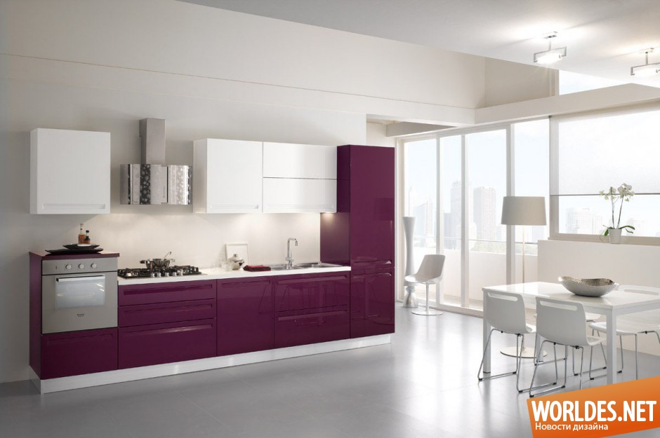кухни, кухни фото, мебель для кухни, фиолетовый цвет кухни, фиолетовый цвет кухни фото, фиолетовые кухни, фиолетовые кухни фото