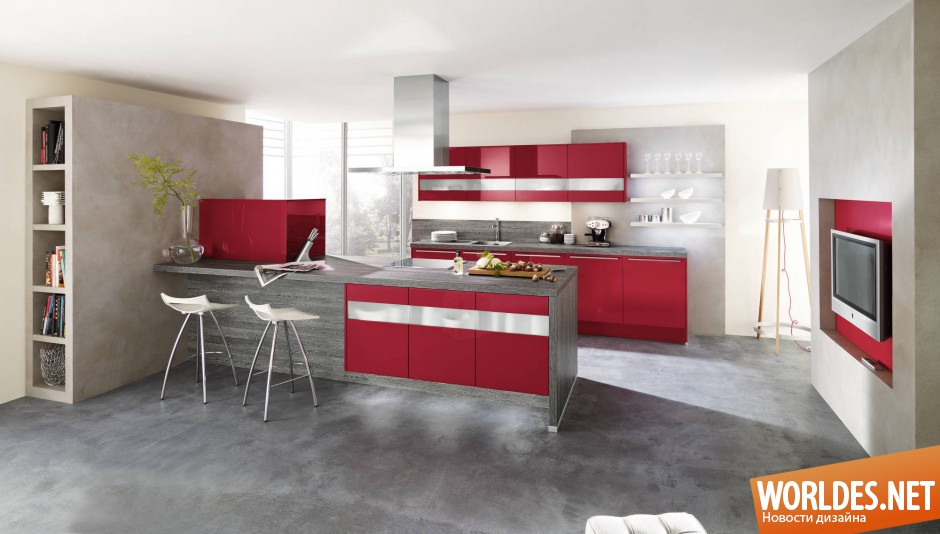 красные кухни, красные кухни фото, красные кухни дизайн, кухни красного цвета, кухни в красном цвете, кухни, кухни фото, дизайн кухонь