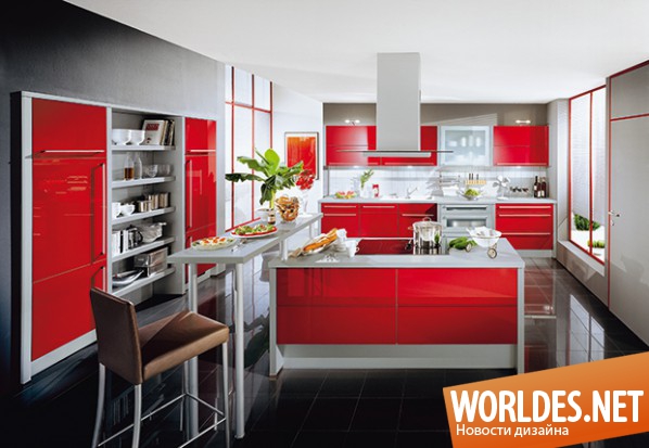 красный цвет кухни, красный цвет кухни фото, кухни, кухни фото, дизайн кухонь