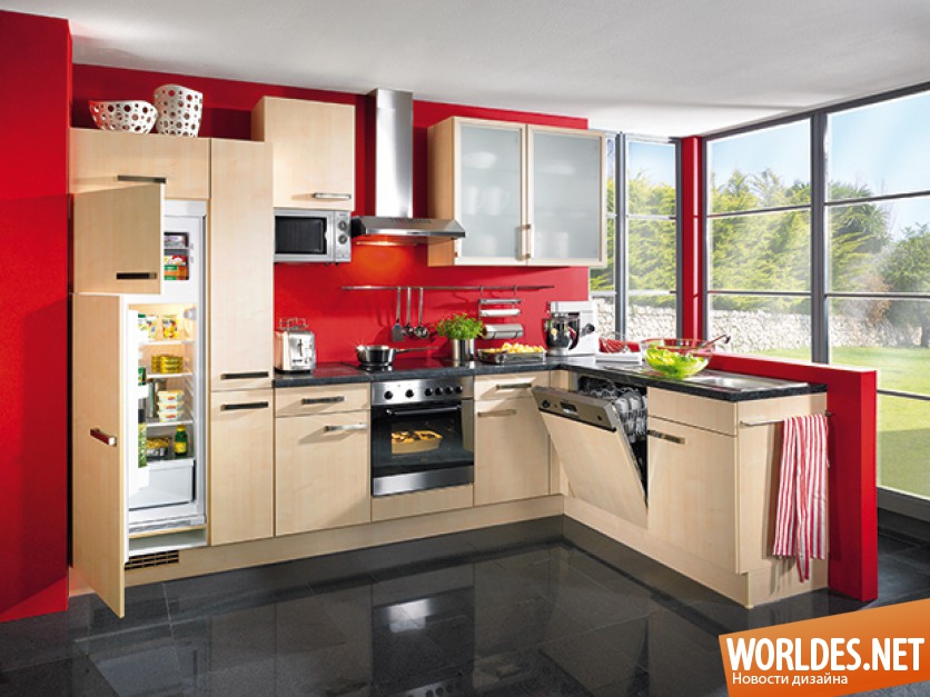 красный цвет кухни, красный цвет кухни фото, кухни, кухни фото, дизайн кухонь
