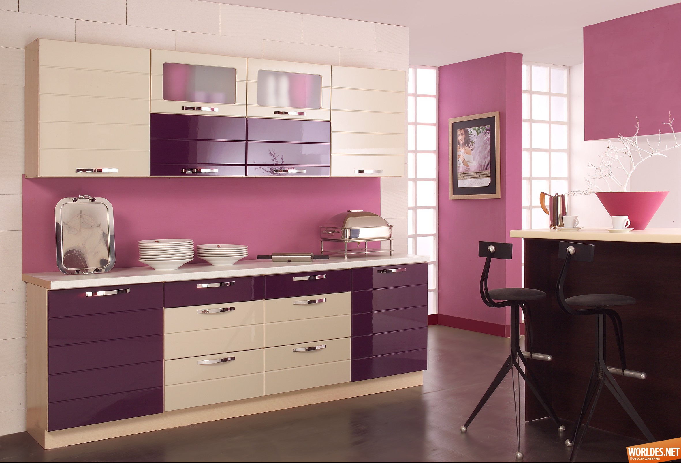 яркая мебель для кухни, мебель для кухни, мебель для кухни фото, цветная мебель для кухни, кухни, кухни фото