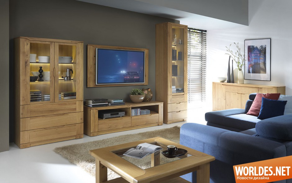 мебель для гостиной, мебель для гостиной фото, гостиная, мебель из светлой древесины, мебель из светлого дерева, мебель из натурального дерева