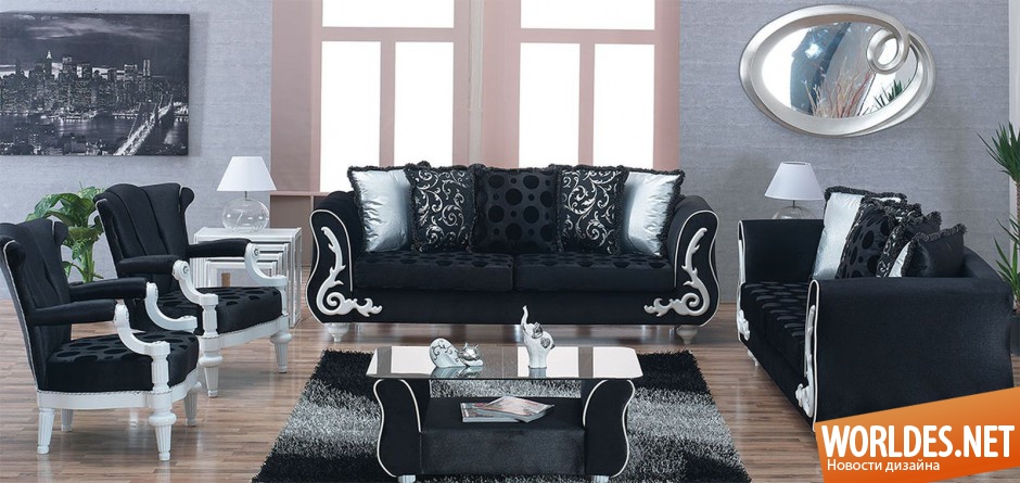 черная мебель, черная мебель фото, гостиная черная мебель, черная мебель в гостиной, мебель для гостиной