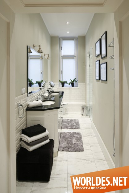 черно-белые ванные комнаты, ванные комнаты, ванные комнаты фото, ванные комнаты в черно-белом цвете