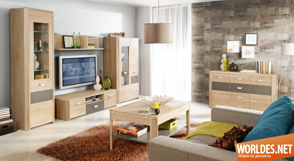 мебель для гостиной, мебель для гостиной фото, деревянная мебель, мебель в цвете дерева, дизайн мебели