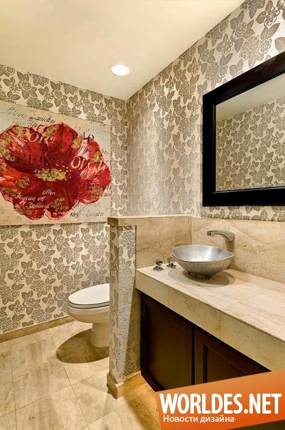 ванная комната с цветочными мотивами, ванные комнаты, ванные комнаты фото, красивые ванные комнаты, яркие ванные комнаты, оформление ванной комнаты