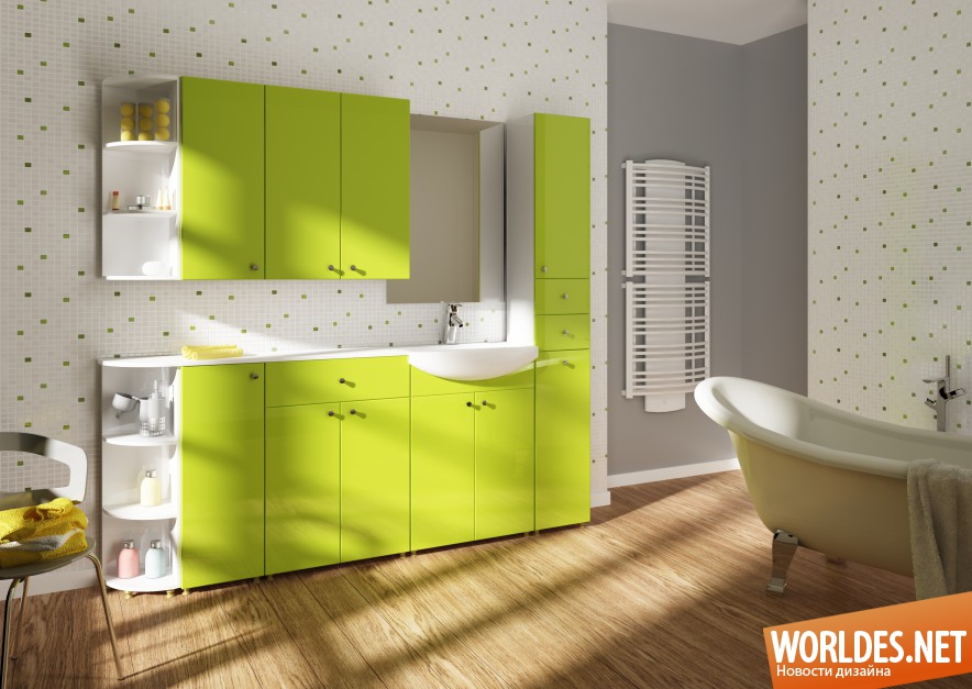 зеленые ванные комнаты, ванные комнаты, ванные комнаты фото, зеленый цвет в ванной комнате