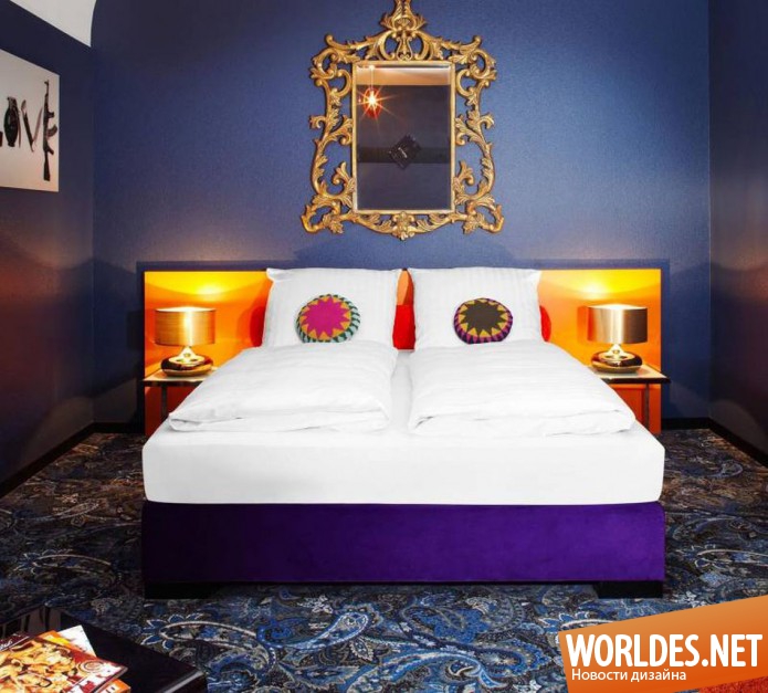 цветные спальни, яркие спальни, спальни, спальни фото, дизайн спальни