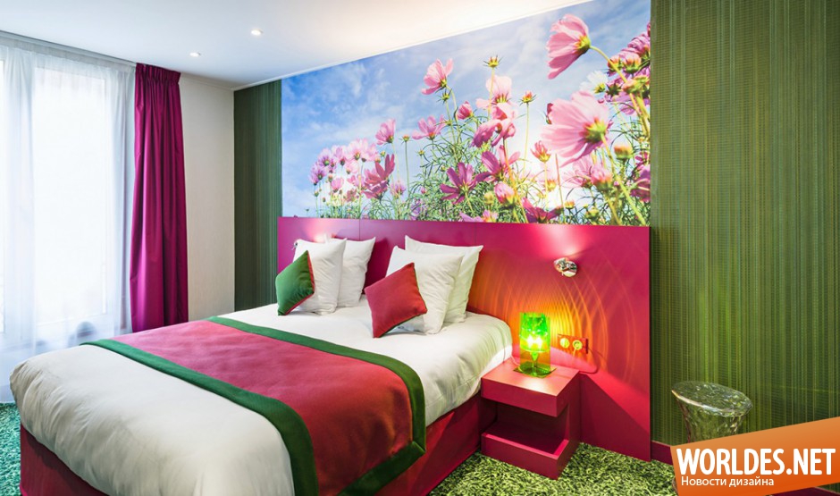 цветочный декор в спальне, спальни, спальни фото, дизайн спален, яркие спальни, красивые спальни