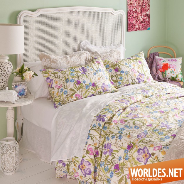 цветочный декор в спальне, спальни, спальни фото, дизайн спален, яркие спальни, красивые спальни