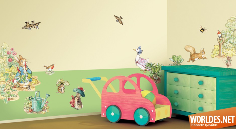 декорирование стен в детской, детские комнаты, оформление стен в детской, оформление стен в детской фото, оформление стен в детской комнате