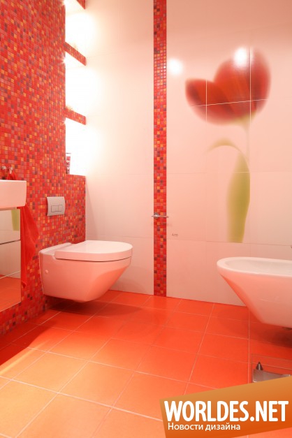 цветные ванные комнаты, яркие ванные комнаты, ванные комнаты, ванные комнаты фото