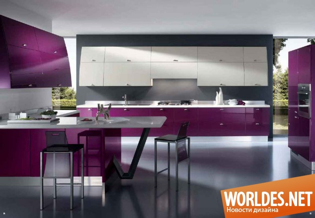 кухни в фиолетовом цвете, кухни в фиолетовом цвете фото, фиолетовые кухни, фиолетовые кухни фото, красивые кухни, яркие кухни