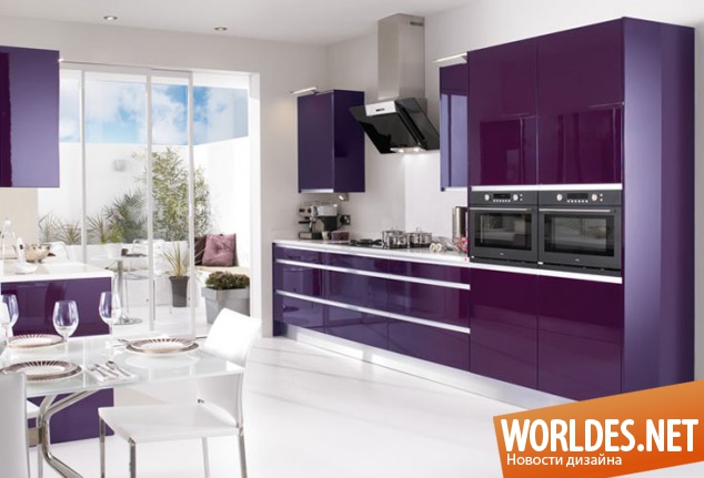 кухни в фиолетовом цвете, кухни в фиолетовом цвете фото, фиолетовые кухни, фиолетовые кухни фото, красивые кухни, яркие кухни