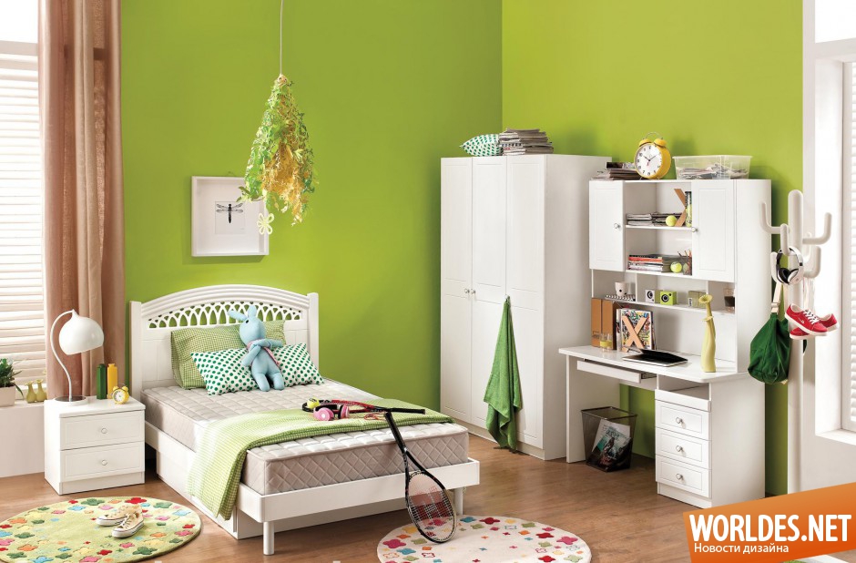 зеленый цвет в детской комнате, детские комнаты, детские комнаты фото, дизайн детской комнаты, красивые детские комнаты