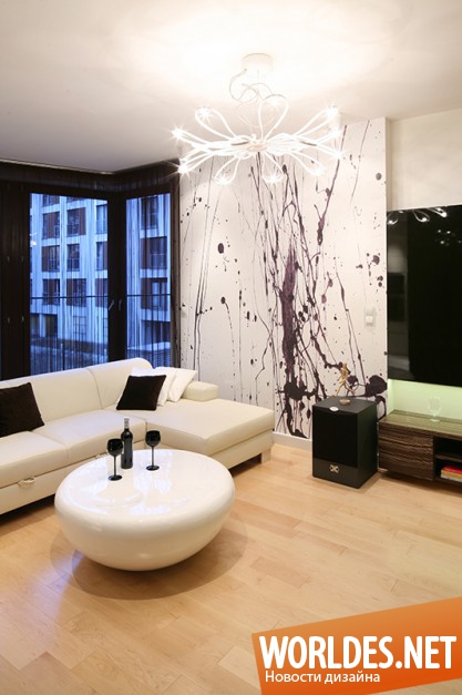 дизайн интерьер квартиры, стильная квартира, элегантная квартира, черно-белый интерьер, функциональная квартира