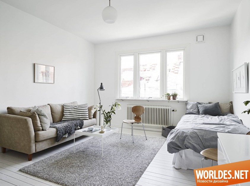 небольшая квартира, маленькая квартира, светлая квартира, интерьер в скандинавском стиле, белый интерьер квартиры, светлый интерьер