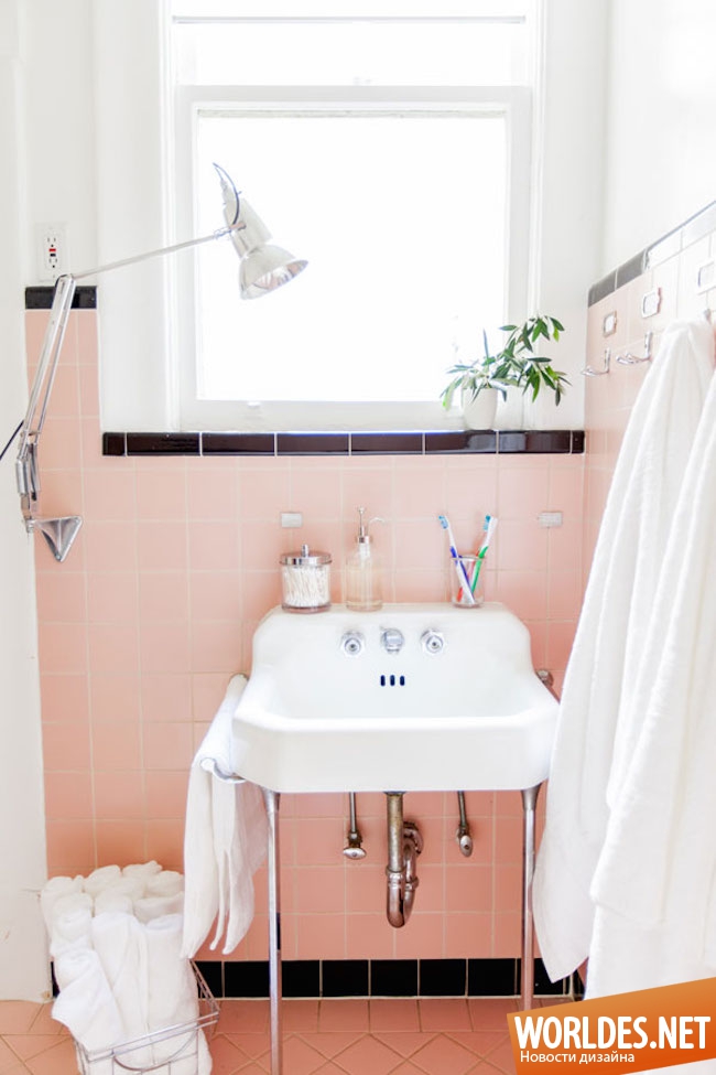 ретро ванные комнаты, розовые ванные комнаты, дизайн ванной комнаты, ванные комнаты, ванные комнаты фото