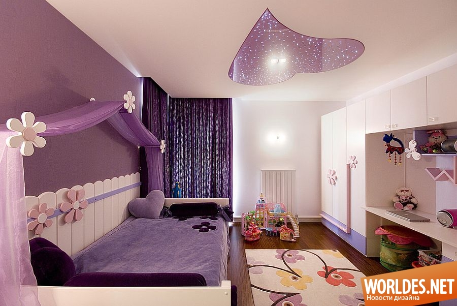 оформление детской комнаты, детские комнаты, дизайн детской комнаты, идеи для потолка в детской комнате, потолок в детской комнате, потолок в детской комнате фото