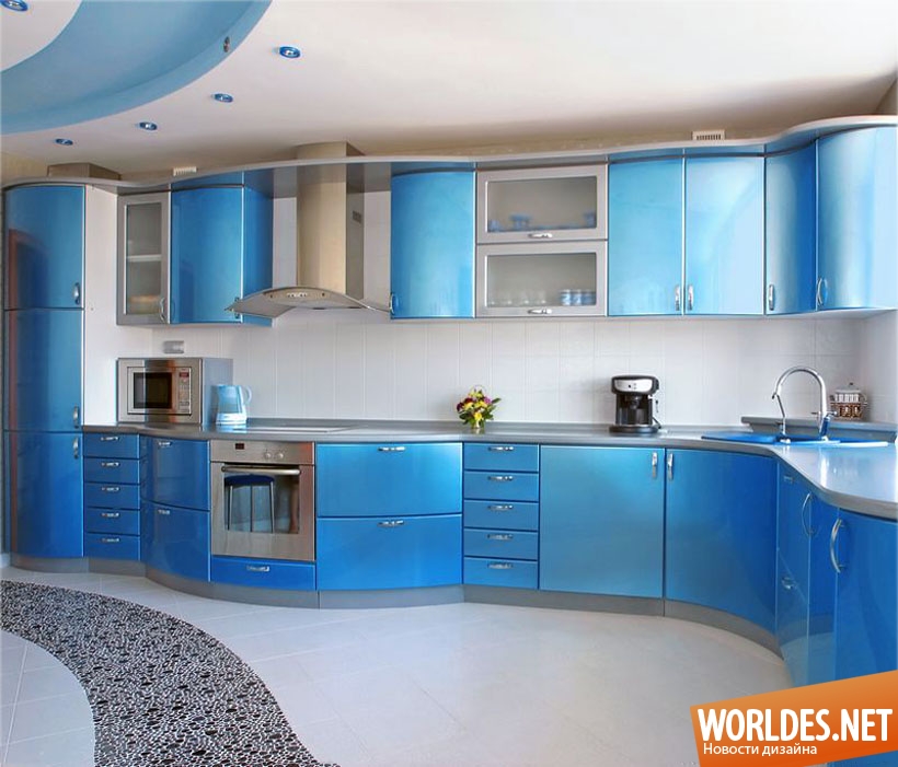 кухни в оттенках синего, кухни, кухни фото, дизайн кухонь, кухни в синих оттенках, синие кухни, синий цвет в кухне