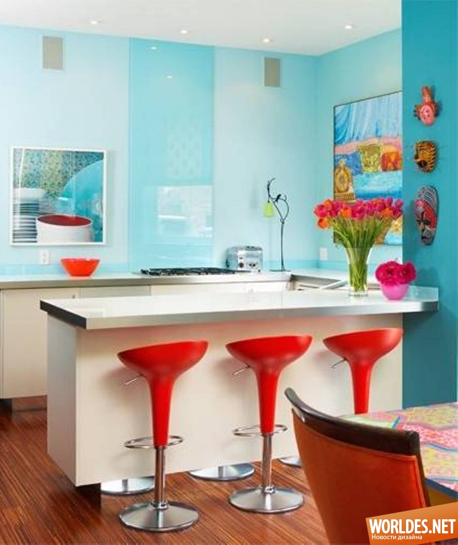 цветные кухни, цветные кухни фото, цветные кухни дизайн, кухни, современные кухни, кухни фото, яркие кухни
