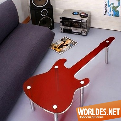 столик, журнальный столик, красивый столик, оригинальный столик, необычный столик, стол в форме гитары