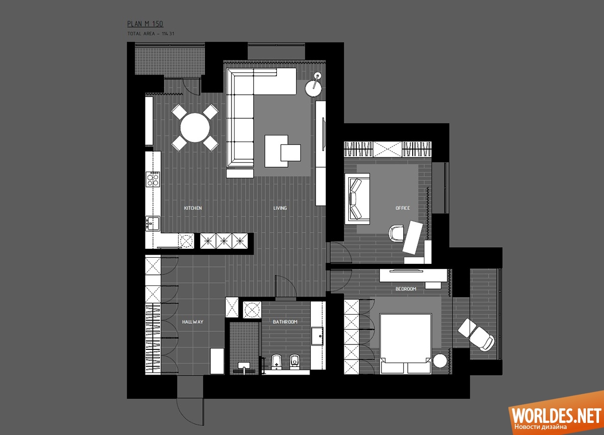 интерьер квартиры, дизайн интерьера квартиры, квартира с одной спальней, стильный интерьер, практичный интерьер