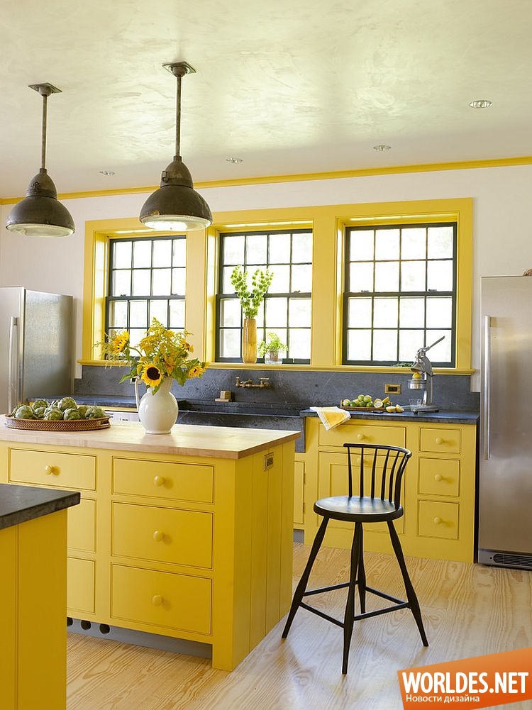 кухни, кухни фото, серо желтые кухни, серые кухни, кухни в сером цвете, желтый цвет в кухне