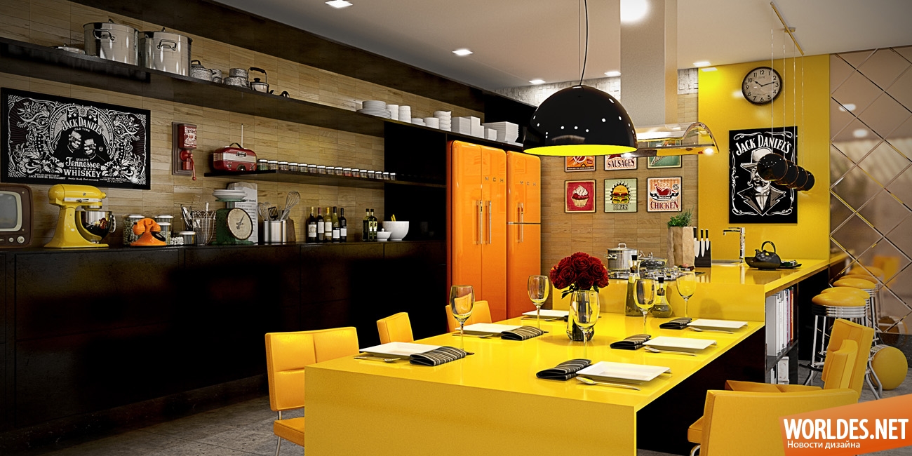 яркие кухни, желтые кухни, кухни с желтыми акцентами, современные кухни, красивые кухни