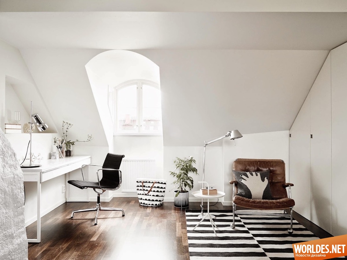 домашний офис, домашний кабинет, скандинавские интерьеры, интерьер в скандинавском стиле
